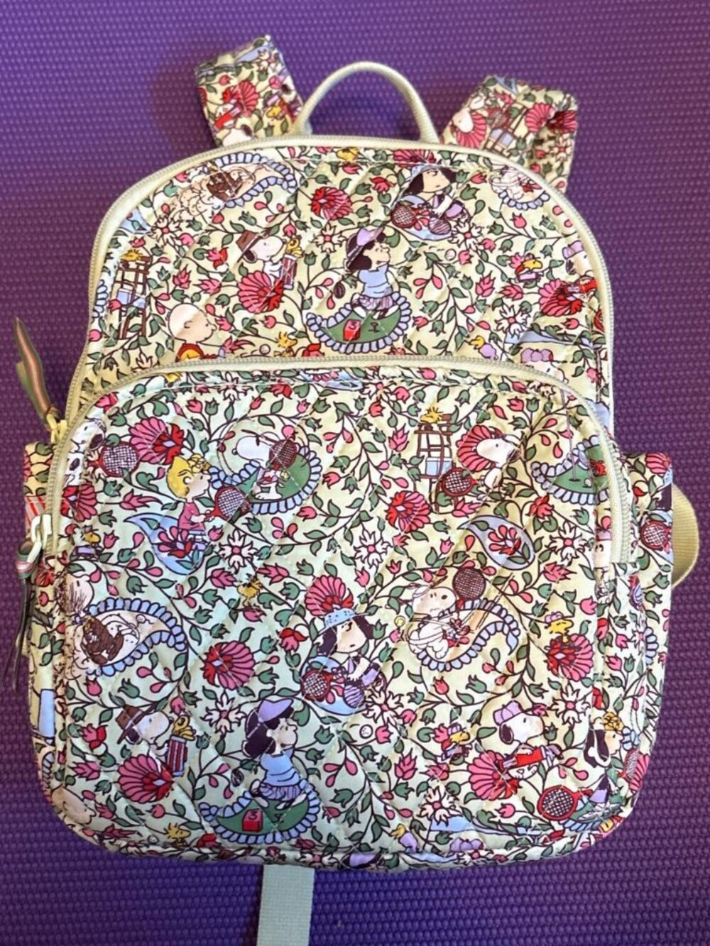 Vera Bradley peanuts snoopy Multi-colored floral mini backpack and cartoon chara